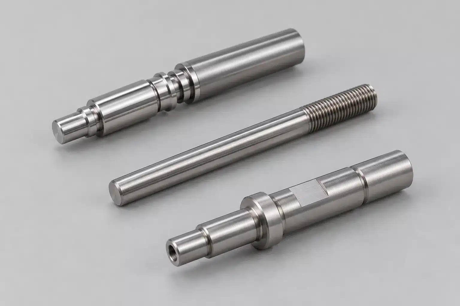 CNC turned metal shafts with stepped diameters